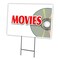 Signmission Movies Yard Sign & Stake outdoor plastic coroplast window, C-1216 Movies C-1216 Movies - alternate 1